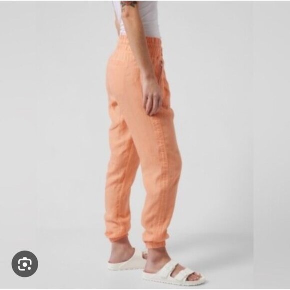 NEW Athleta Cabo 100% Linen Joggers High-Rise Pull-On Cactus Peach Pant 12 Tall - Picture 3 of 12